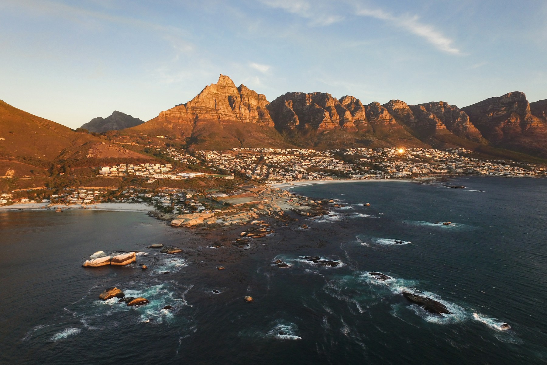 Cape Town’s coast and mountains seen from the air