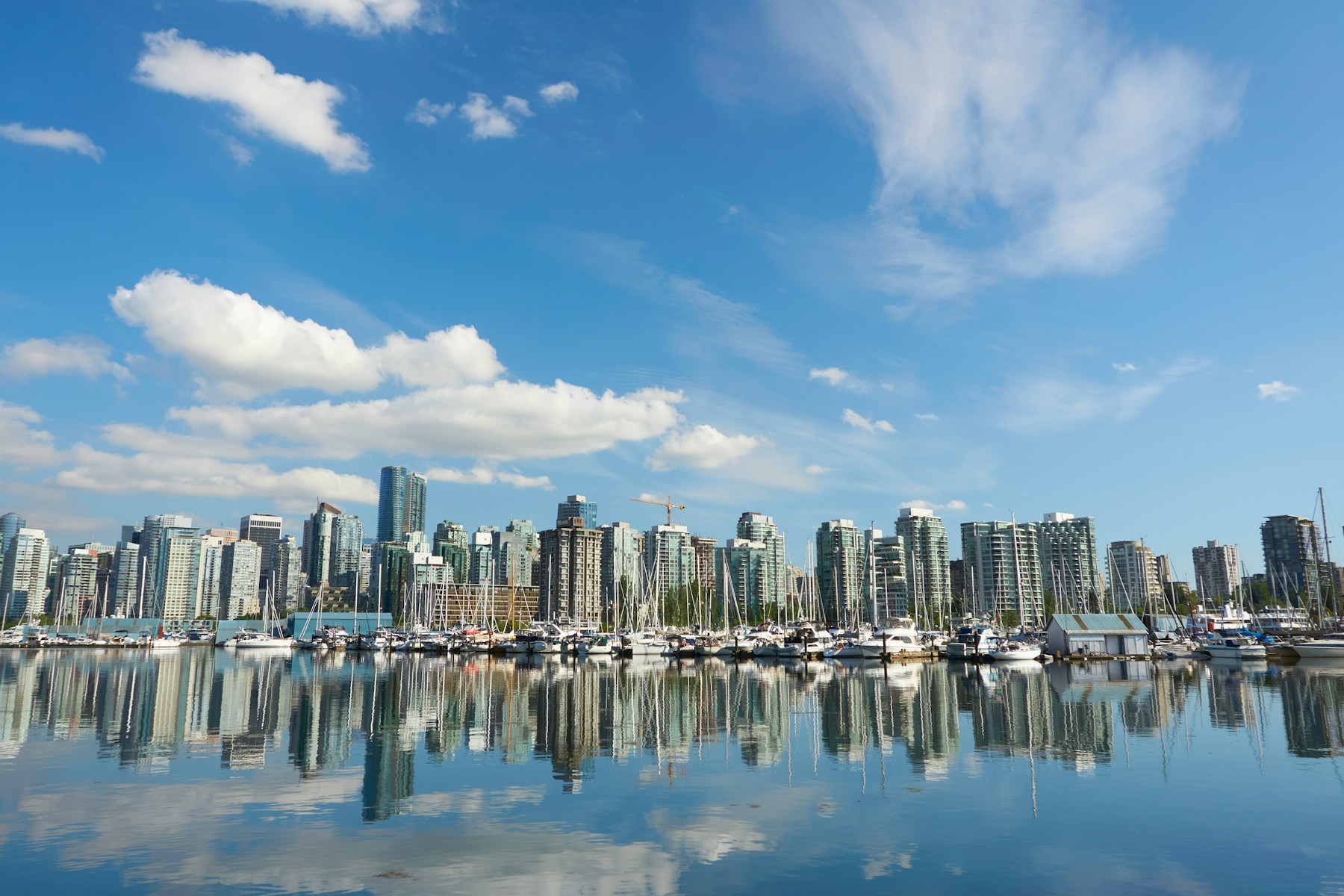 Vancouver waterfront backed by mountains